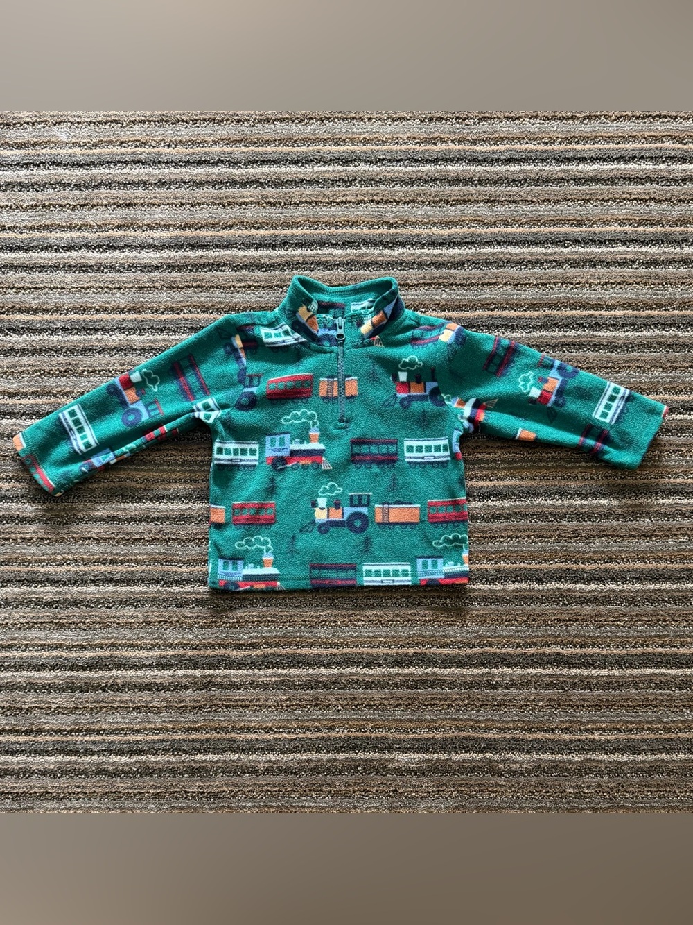 The Children's Place Toddler Green Train Print Fleece Pullover